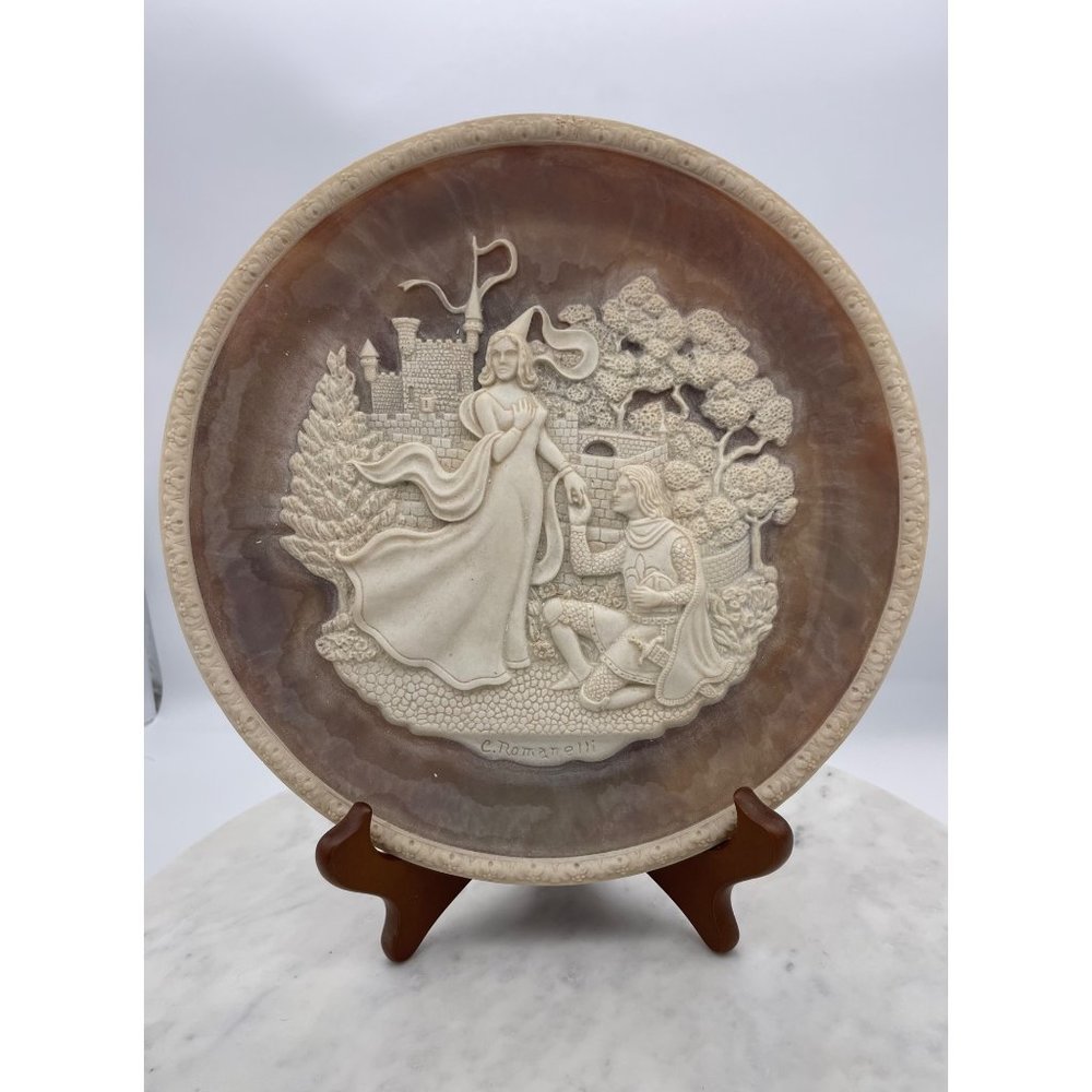 Incolay Plate Lancelot Guinevere Great Romances History Collector Stone Vintage